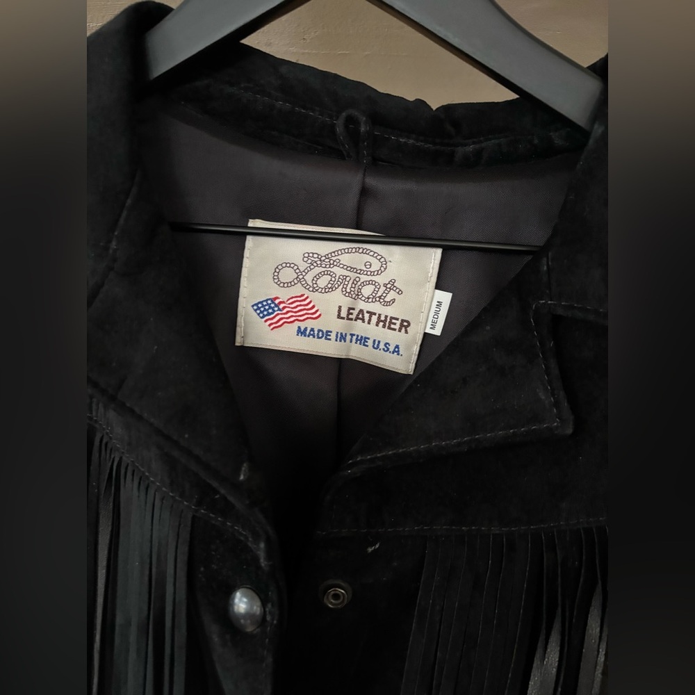 Black Suede Fringe Leather Jacket by - Picture 2 of 16